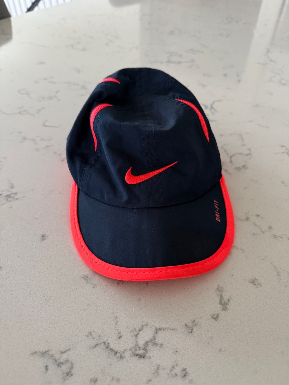 Nike Toddler Hat Dri-Fit Navy and pink Swoosh toddler size adjustable Velcro